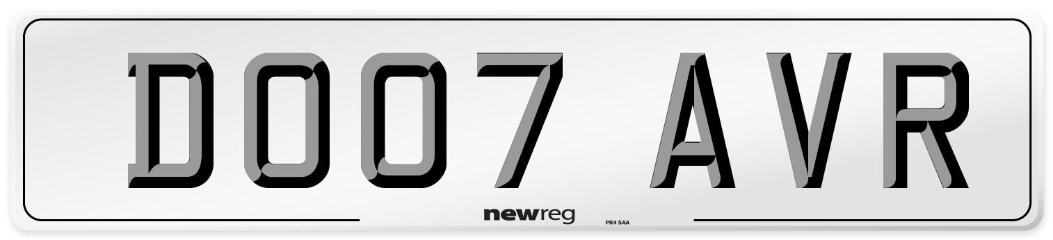 DO07 AVR Number Plate from New Reg